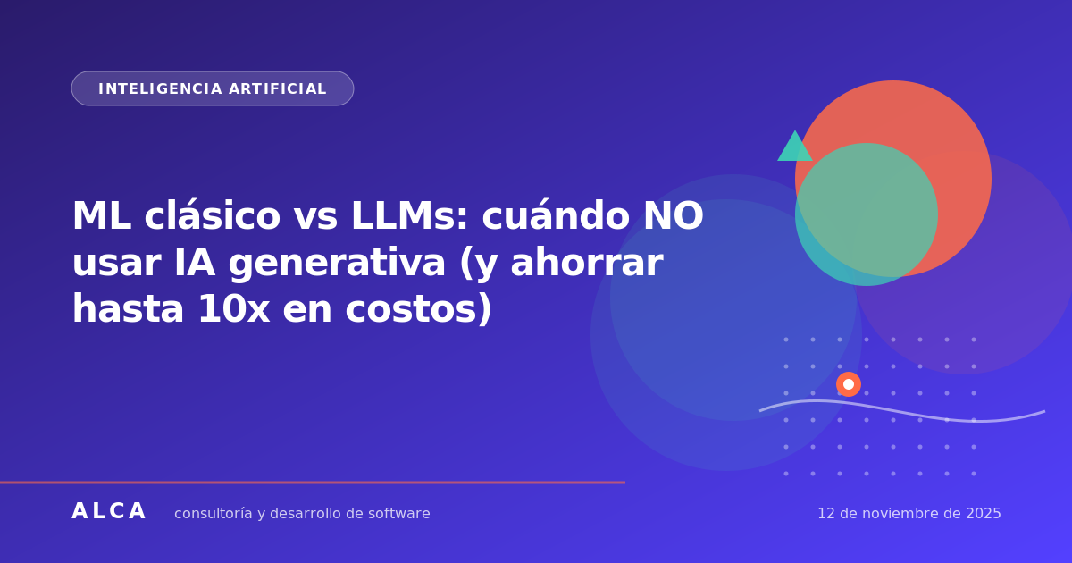 ML clásico vs LLMs: cuándo NO usar IA generativa (y ahorrar hasta 10x en costos)