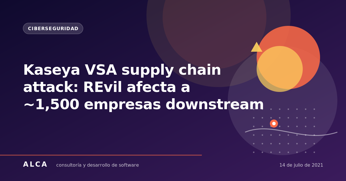 Kaseya VSA supply chain attack: REvil afecta a ~1,500 empresas downstream