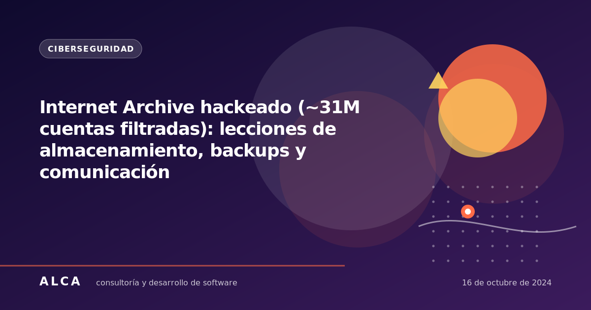 Internet Archive hackeado (~31M cuentas filtradas): lecciones de almacenamiento, backups y comunicación